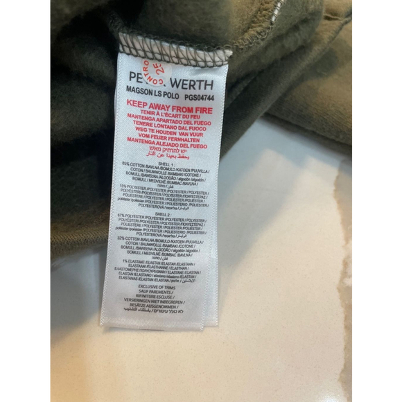 Peter Werth Long Sleeve Polo Collared Fleece Sweatshirt Military Green Medium - Picture 8 of 13